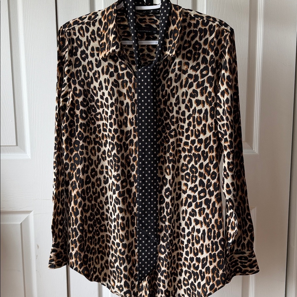Equipment × Kate Moss Leopard Blouse with  Tie - Picture 7 of 11